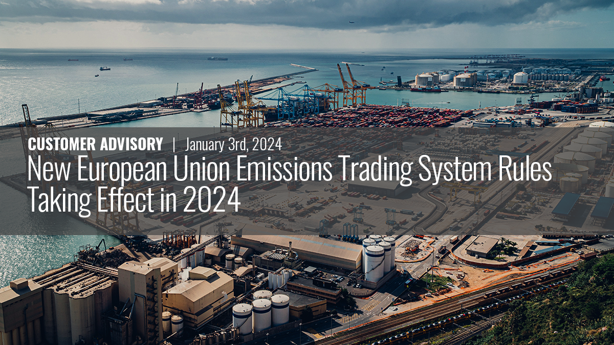 View of New European Union Emission Trading System Rules Taking Effect in 2024 ...